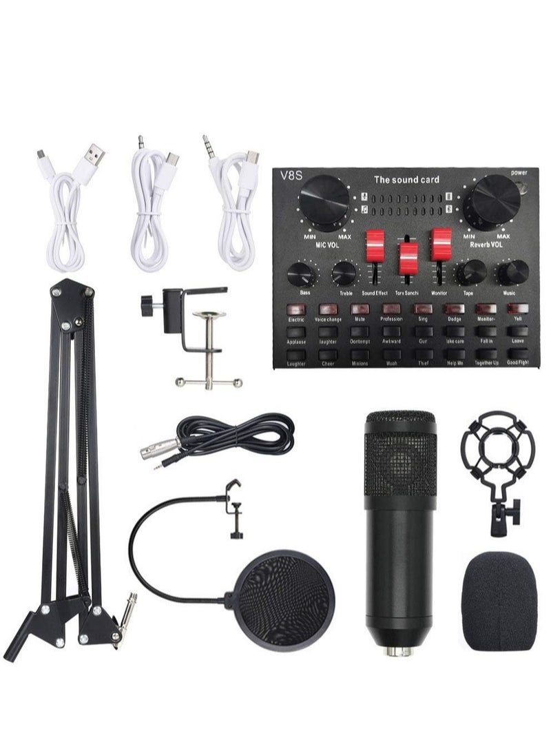 Lixada Multi-functional Live Sound Card BM800 Microphone Set Audio Recording Equipments (Black) - Image 1