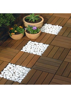 HOME TASTE Hometaste Interlocking Hardwood Decking Tiles(Set Of 10) Elevate Your Outdoor Spaces With Waterproof, Durable And Stylish Wood Flooring For Gardens,Patios,Balconies,Roof Terraces And Offices  - Image 1