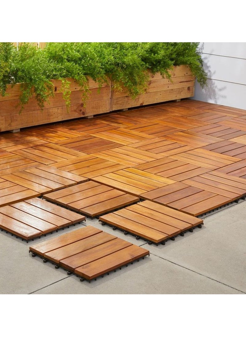 HOME TASTE Hometaste Interlocking Hardwood Decking Tiles(Set Of 10) Elevate Your Outdoor Spaces With Waterproof, Durable And Stylish Wood Flooring For Gardens,Patios,Balconies,Roof Terraces And Offices  - Image 3