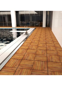 HOME TASTE Hometaste Interlocking Hardwood Decking Tiles(Set Of 10) Elevate Your Outdoor Spaces With Waterproof, Durable And Stylish Wood Flooring For Gardens,Patios,Balconies,Roof Terraces And Offices  - Image 5