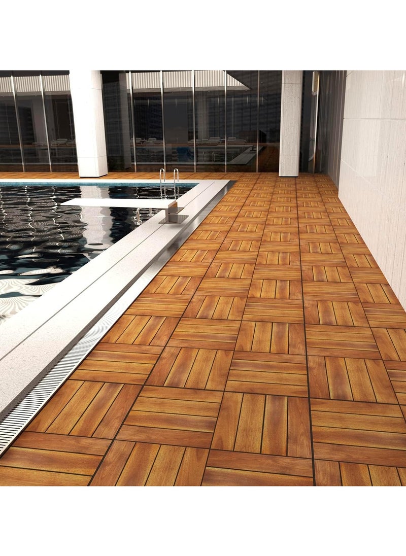 HOME TASTE Hometaste Interlocking Hardwood Decking Tiles(Set Of 10) Elevate Your Outdoor Spaces With Waterproof, Durable And Stylish Wood Flooring For Gardens,Patios,Balconies,Roof Terraces And Offices  - Image 5