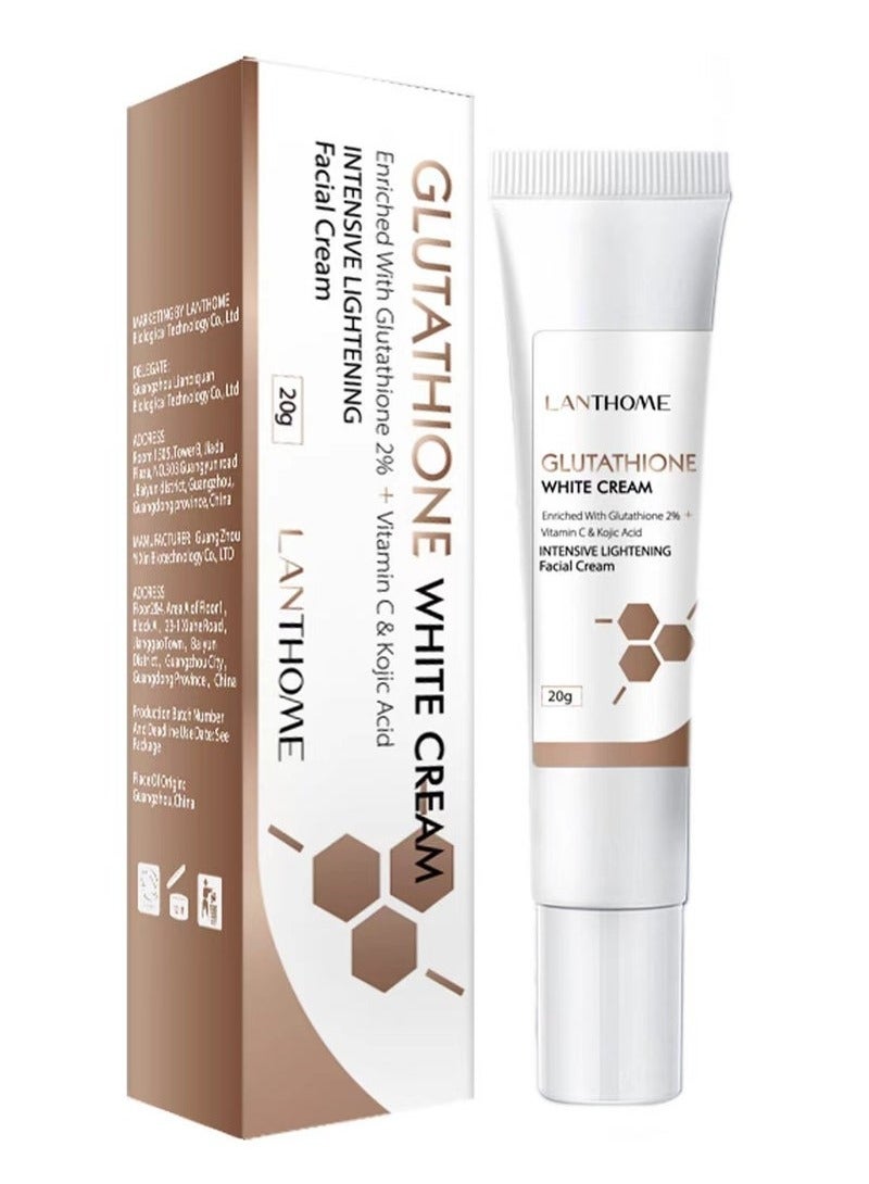 Lanthome Glutathione White Cream Facial Dark Spots Remover 2% Glutathione Face Cream Whitening Moisturizing Facial Cream Face Moisturizer Facial Skin Care Cream Intensive Lightening Facial Cream 20g - Image 1