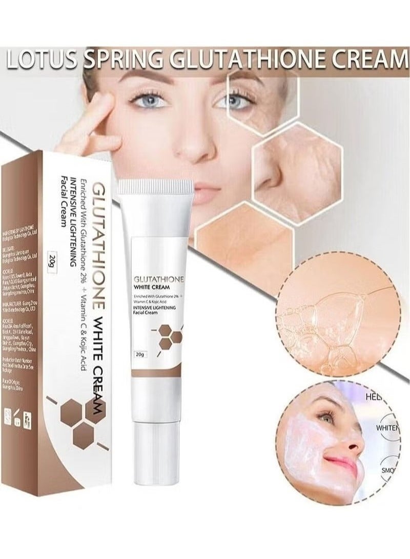 Lanthome Glutathione White Cream Facial Dark Spots Remover 2% Glutathione Face Cream Whitening Moisturizing Facial Cream Face Moisturizer Facial Skin Care Cream Intensive Lightening Facial Cream 20g - Image 2