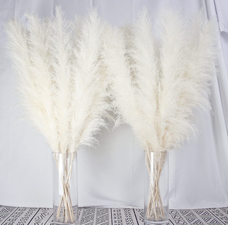 Naunauya 10 Stems 40inch White Pampas Grass Decor Tall Large Pampas Grass Boho Neutral Home Decor Bouquet Fluffy Pampas Grass for Floor Vases Wedding Floral Arrangements Wall Decor Farmhouse Table Decor 