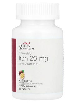 Bariatric Advantage Chewable Iron with Vitamin C Passion Fruit 90 Tablets 