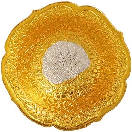 SATVIK STORE SATVIK 1 Set Designer Gold Silver Plated Lotus Flower Dessert Dry Fruits Embossed Serving Bowl With Spoon Set Festive Diwali Pujan Decortive Bhog Bowl Christmas Housewarming Wedding Return Gift Items  - Image 5