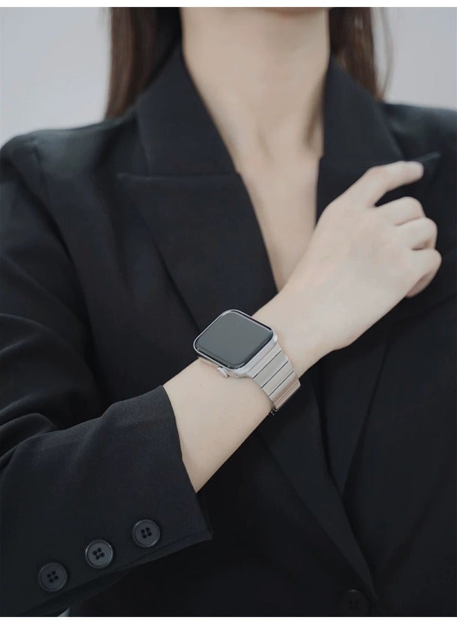 Magnet Stainless Steel Band For Apple Watch 49mm/46mm/45mm/44mm/42mm, Metal Watch Strap with Magnetic Buckle for iWatch Series10/ 9/8/7/6/5/4/SE/3/2/1,  Ultra2, No tools required for disassembly,Silver - Image 2