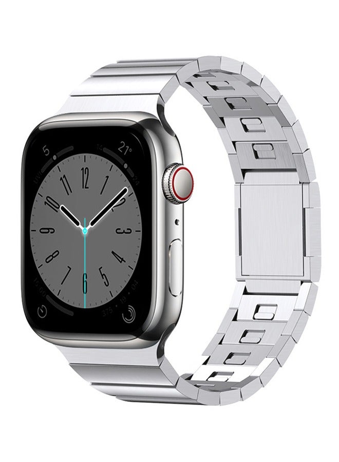 Magnet Stainless Steel Band For Apple Watch 49mm/46mm/45mm/44mm/42mm, Metal Watch Strap with Magnetic Buckle for iWatch Series10/ 9/8/7/6/5/4/SE/3/2/1,  Ultra2, No tools required for disassembly,Silver - Image 1