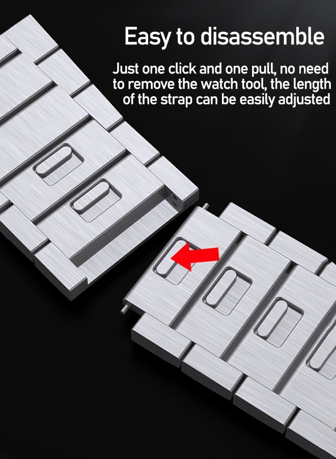 Magnet Stainless Steel Band For Apple Watch 49mm/46mm/45mm/44mm/42mm, Metal Watch Strap with Magnetic Buckle for iWatch Series10/ 9/8/7/6/5/4/SE/3/2/1,  Ultra2, No tools required for disassembly,Silver - Image 4