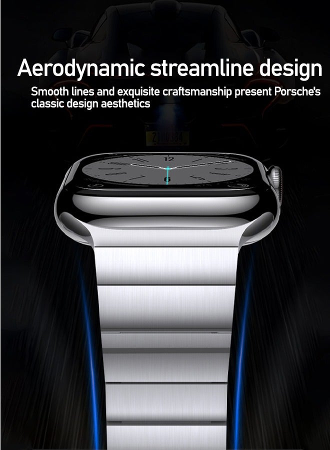 Magnet Stainless Steel Band For Apple Watch 49mm/46mm/45mm/44mm/42mm, Metal Watch Strap with Magnetic Buckle for iWatch Series10/ 9/8/7/6/5/4/SE/3/2/1,  Ultra2, No tools required for disassembly,Silver - Image 5