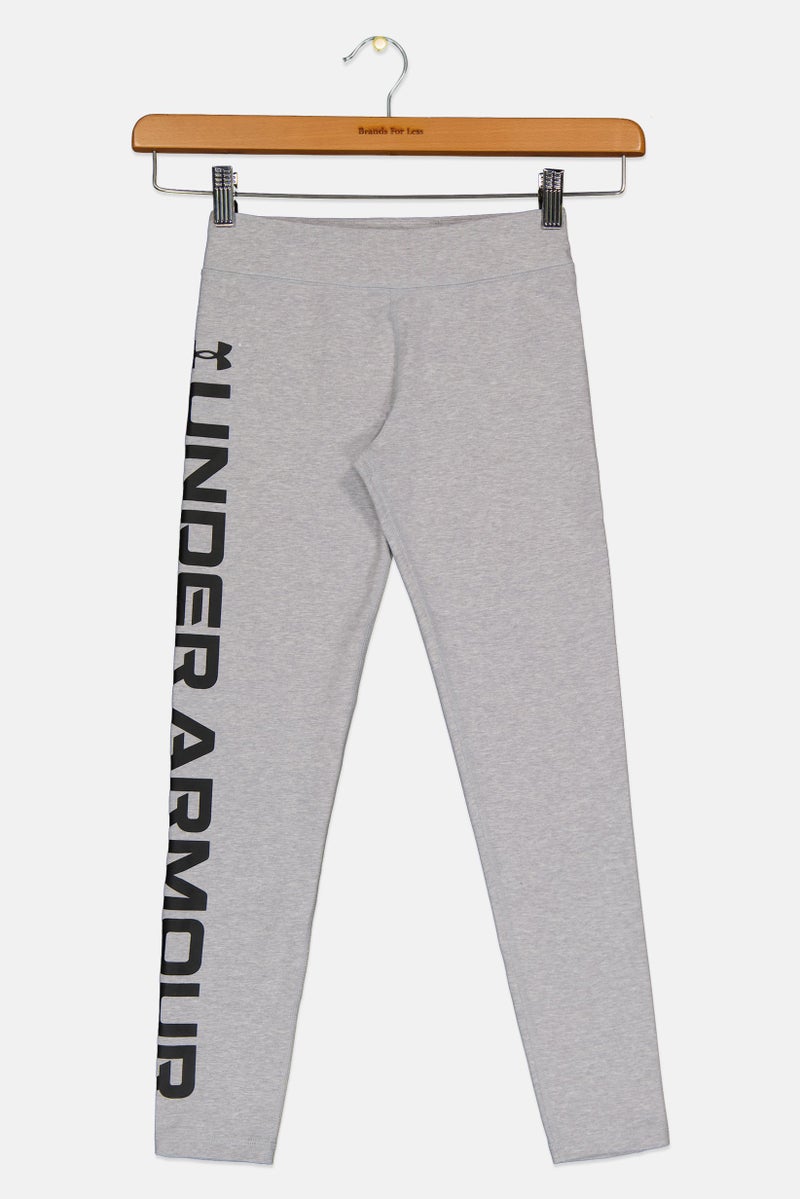UNDER ARMOUR Kids Girl Training Leggings, Heather Grey - Image 2