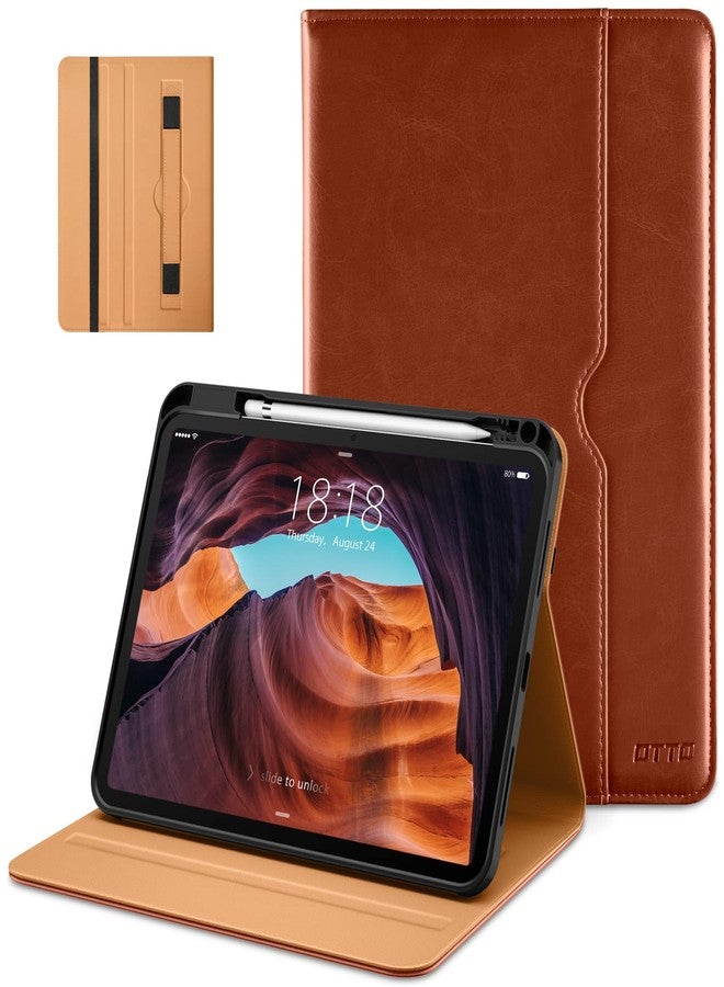 DTTO for iPad 10th Generation Case 10.9 Inch 2022, Premium Leather Business Folio Stand Cover with Pencil Holder - Auto Wake/Sleep and Multiple Viewing Angles, Brown - Image 1