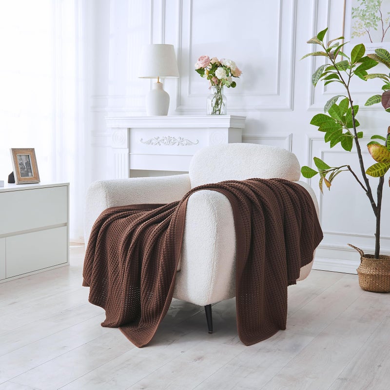 Douceur Brown Throw Blanket for Couch, Soft Chunky Cable Knit Throw Blanket, Classic Fisherman's Rib Stitch Pattern Throw for Living Room Gift, 50"X60" - Image 2
