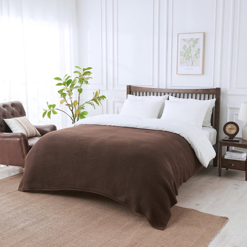 Douceur Brown Throw Blanket for Couch, Soft Chunky Cable Knit Throw Blanket, Classic Fisherman's Rib Stitch Pattern Throw for Living Room Gift, 50"X60" - Image 3
