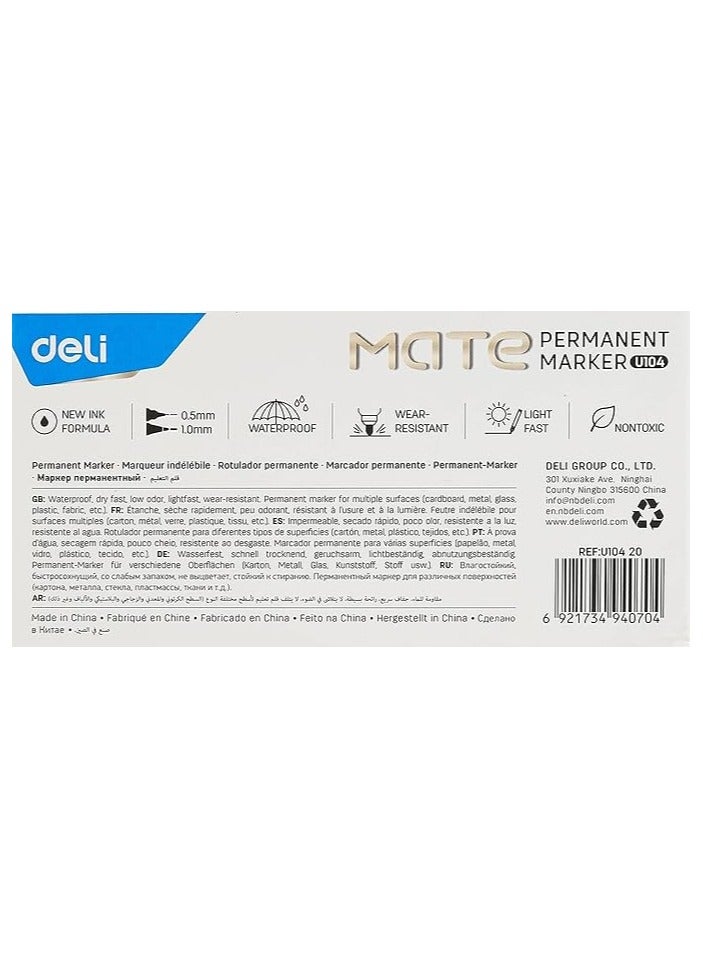 Deli Permanent Marker Double Tip 12 pieces Black - Image 2