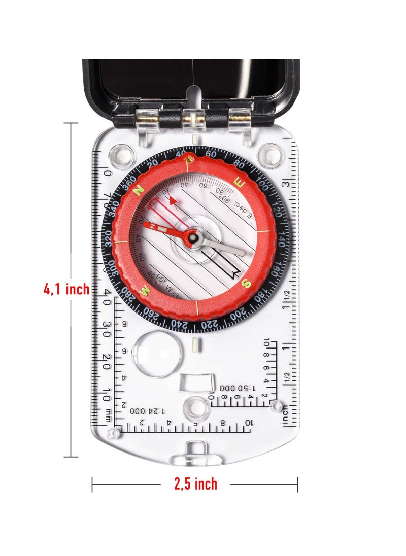 SYOSI - Sighting Compass Mirror Adjustable Declination, Boy Scout Compass Survival Camping, Base Plate Compass Kids Navigation, Orienteering Compass Hiking Map Read Military Compass Backpacking Clinometers - Image 1