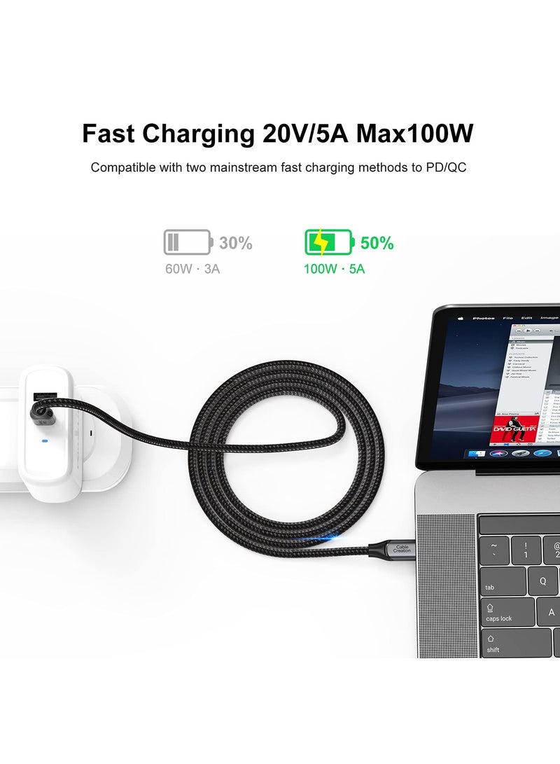 CableCreation Usb C Cable 3 Meter 100w 20v/5a Durable Usb C to C Cable Braided Fast Charging Cable 480mbps Data Cable for Iphone 15 and 15pro 10ft Gray - Image 3