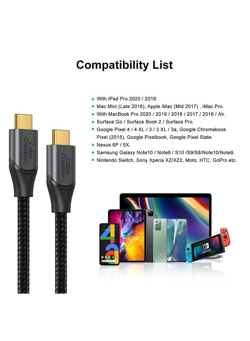 CableCreation Usb C Cable 3 Meter 100w 20v/5a Durable Usb C to C Cable Braided Fast Charging Cable 480mbps Data Cable for Iphone 15 and 15pro 10ft Gray - Image 5