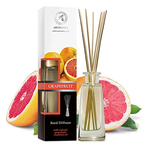 AROMATIKA Grapefruit Reed Diffuser with Grapefruit Oil, 100ml, 9 Piece Set, Scented Reed Diffuser, Long Lasting Aroma, Bamboo Sticks, Home, Office - Image 1