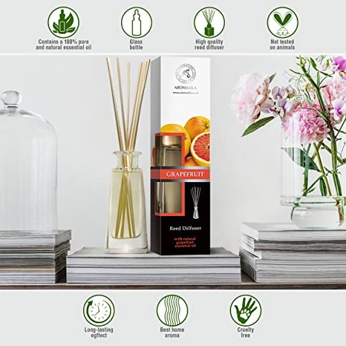 AROMATIKA Grapefruit Reed Diffuser with Grapefruit Oil, 100ml, 9 Piece Set, Scented Reed Diffuser, Long Lasting Aroma, Bamboo Sticks, Home, Office - Image 2