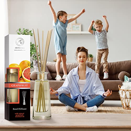 AROMATIKA Grapefruit Reed Diffuser with Grapefruit Oil, 100ml, 9 Piece Set, Scented Reed Diffuser, Long Lasting Aroma, Bamboo Sticks, Home, Office - Image 5