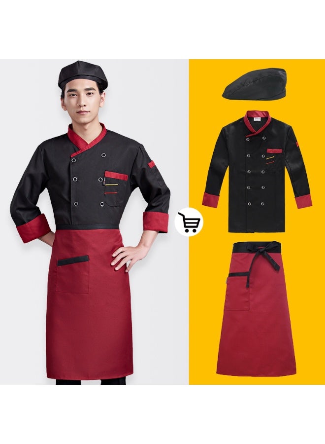 KUYING New Chef Workwear Top+Apron+Hat Set - Image 1