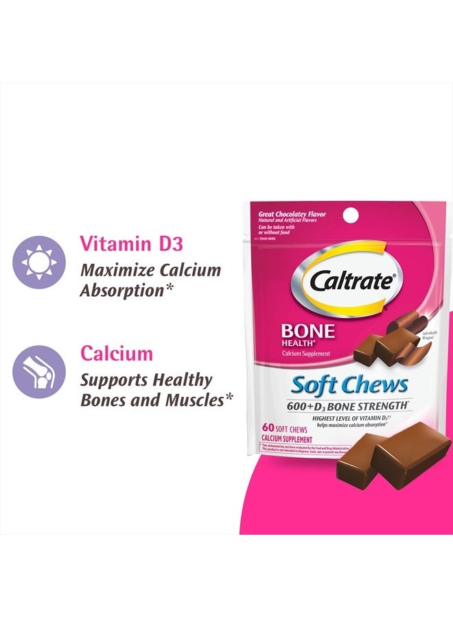 Caltrate Soft Chews 600 Plus D3 Calcium Vitamin D Supplement, Chocolate Truffle - 60 Count (Packaging May Vary)  - Image 2