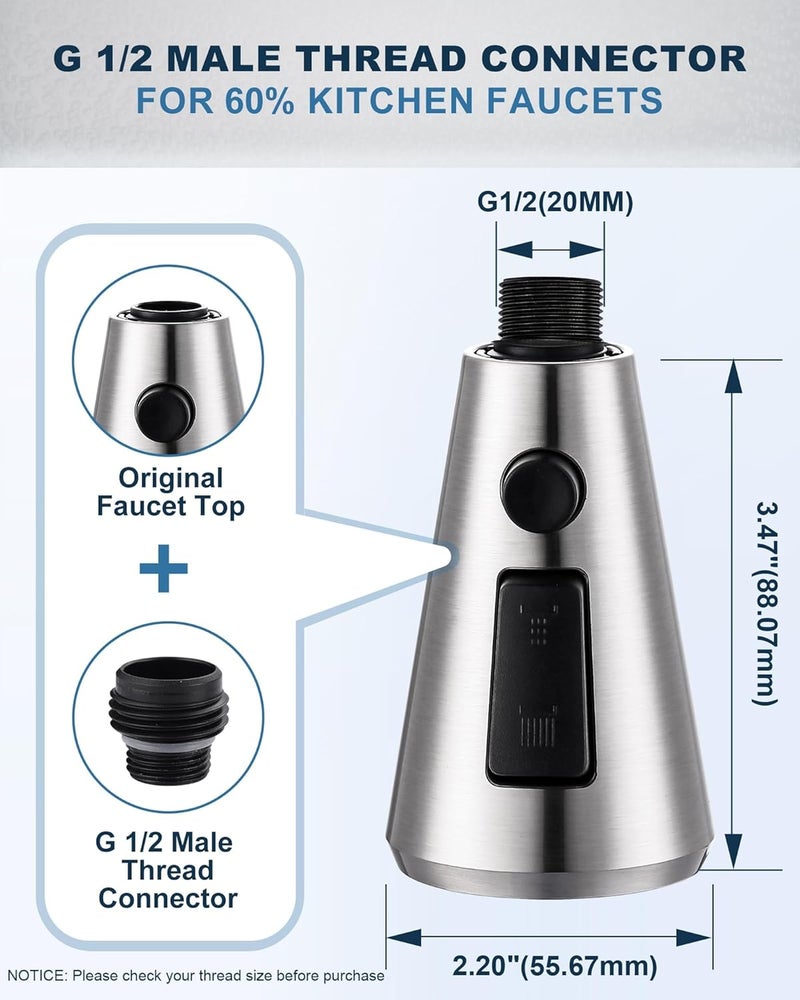 ALEASHA Pull Down Spray Head for Kitchen Faucet,3-Function Sink Spray Nozzle with 9 Adapters,Kitchen Faucet Head Replacement Compatible with Moen,American Standard Faucets,Brushed Nickel - Image 5