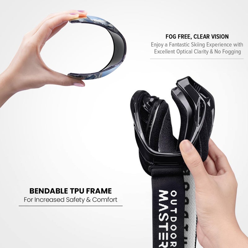 OutdoorMaster نظارات تزلج OutdoorMaster OTG - نظارات تزلج/تزلج على الثلج فوق النظارات للرجال والنساء والشباب - حماية 100% من الأشعة فوق البنفسجية (إطار أسود + عدسة رمادية VLT 10% مع REVO فضي) - Image 4