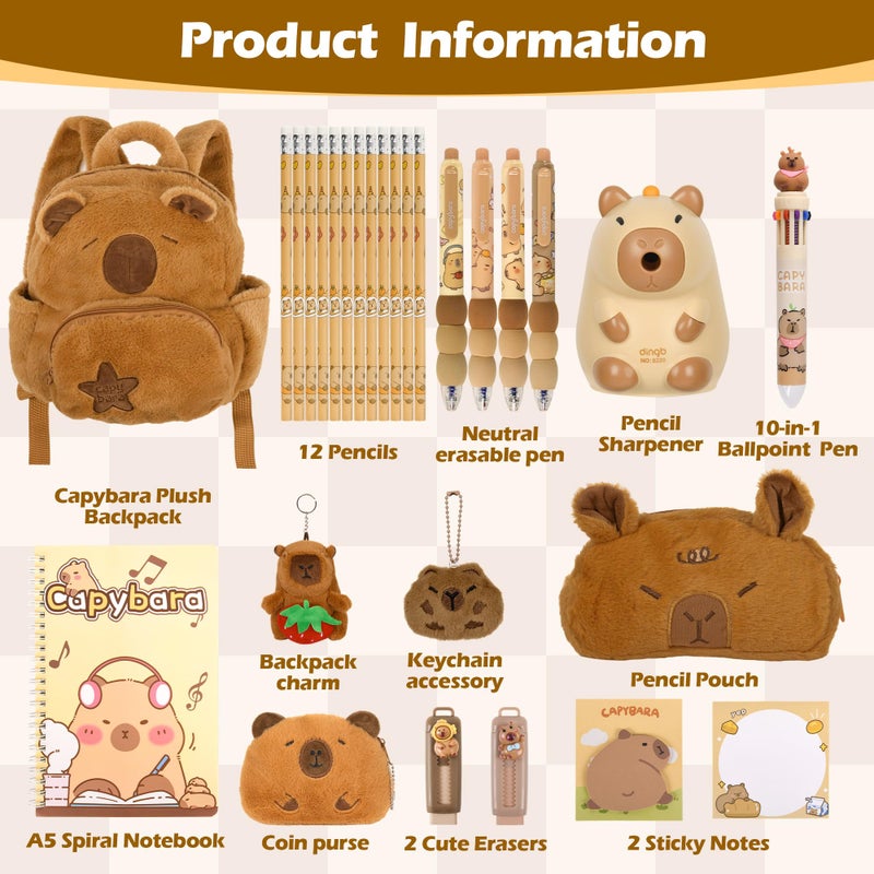 Ulema 28Pcs Cute Capybara Gifts with Capybara Animals and Stationery set for Birthdays Gifts Back to School Classroom Rewards for Womens or Others. - Image 2