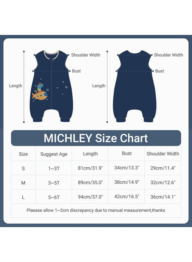 MICHLEY حقيبة نوم ميتشلي للأطفال بدون أكمام بسحاب، كيس نوم خريفي شتوي من البوليستر للأولاد والبنات، تنين، S - Image 3