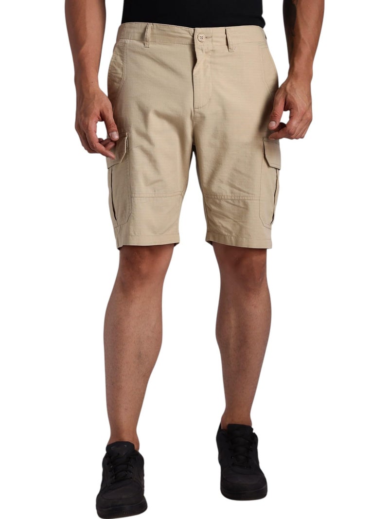 Thomas Scott Men's | Regular Fit | 100% Cotton | Breathable | Light Weight | 6 Pockets | Cargo Shorts for Men(CCBS021_Beige_36) - Image 1