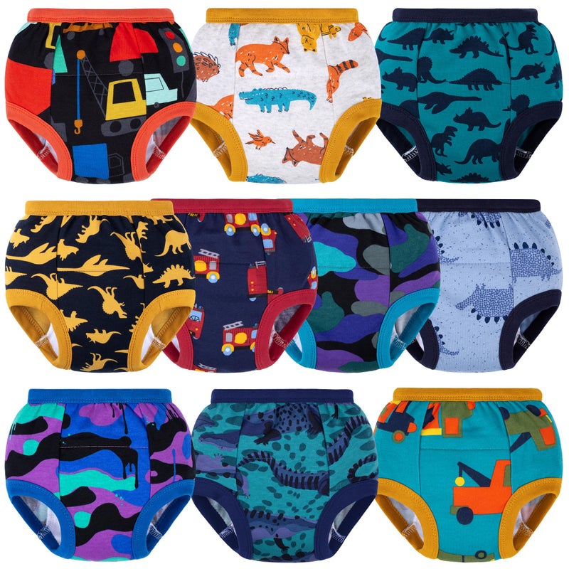 BIG ELEPHANT 10 Packs Baby Girls' and Boys' Potty Training Pants, 100% Cotton Absorbent Training Underwear for Toddler, 3T - Image 1