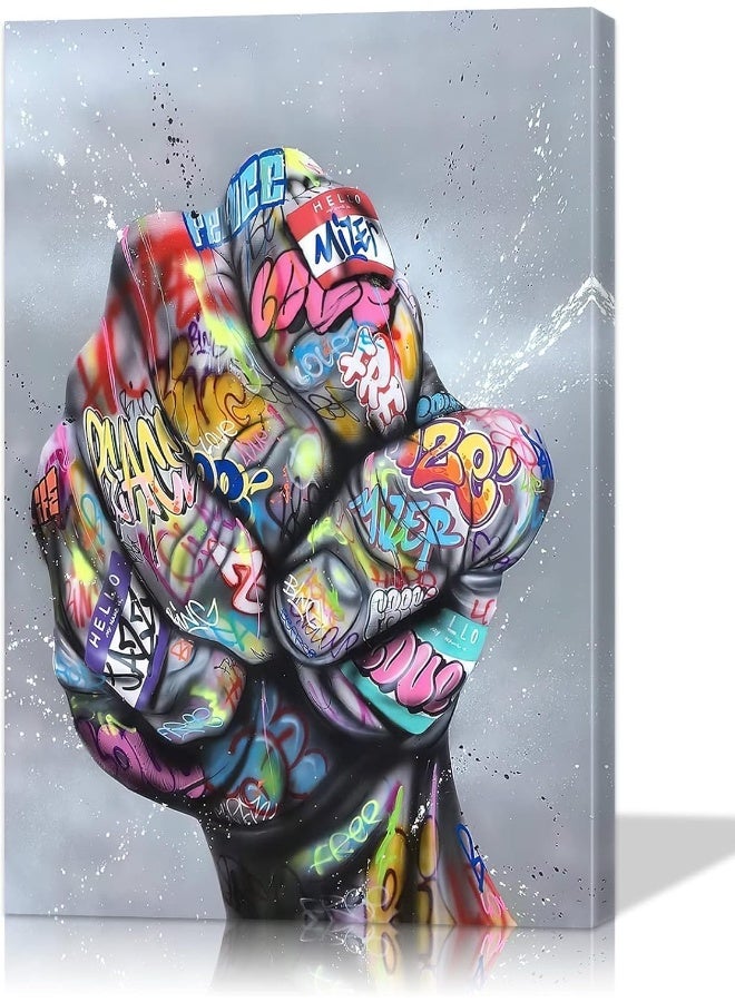 Mistyefly Graffiti Art Powerful Fist Graffiti Wall Art Colorful Paintings for Wall Pop Art Wall Decor Street Art Graffiti Poster Graffiti Decor for Living Room Decor Ready to Hang (12''Wx18''H) - Image 1