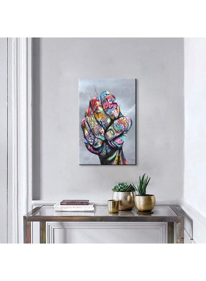 Mistyefly Graffiti Art Powerful Fist Graffiti Wall Art Colorful Paintings for Wall Pop Art Wall Decor Street Art Graffiti Poster Graffiti Decor for Living Room Decor Ready to Hang (12''Wx18''H) - Image 4