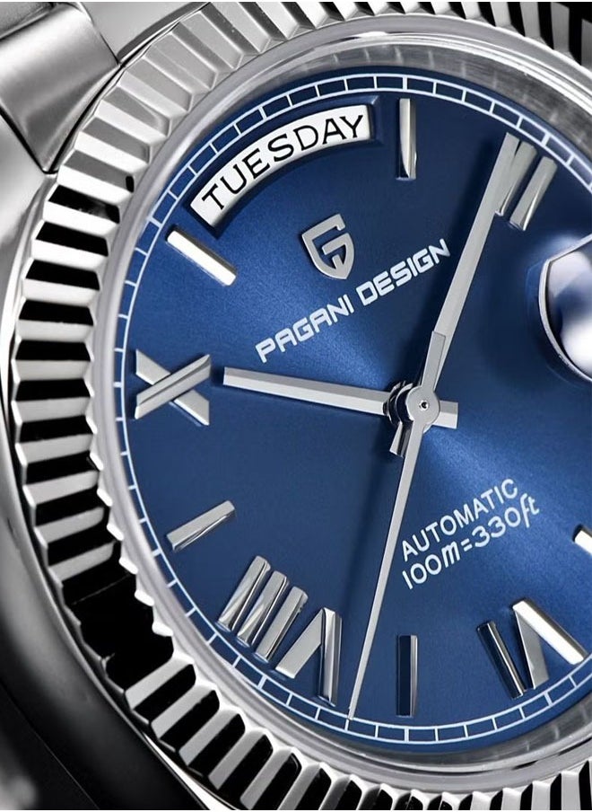PAGANI DESIGN Men's 36mm automatic sky blue stainless steel mechanical business sports watch, men's luxury watch PD-1752 Deep Blue  - Image 3