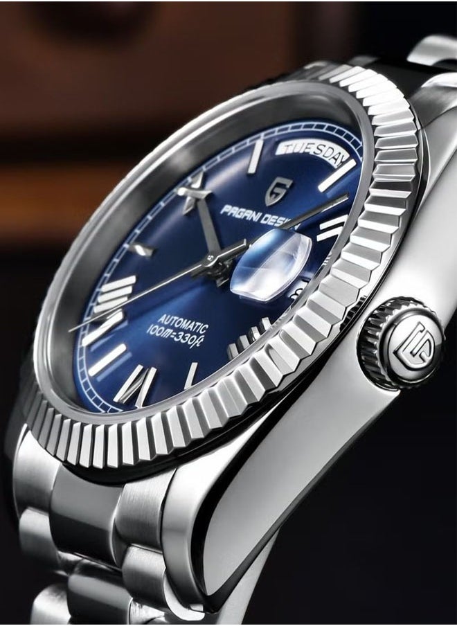 PAGANI DESIGN Men's 36mm automatic sky blue stainless steel mechanical business sports watch, men's luxury watch PD-1752 Deep Blue  - Image 4