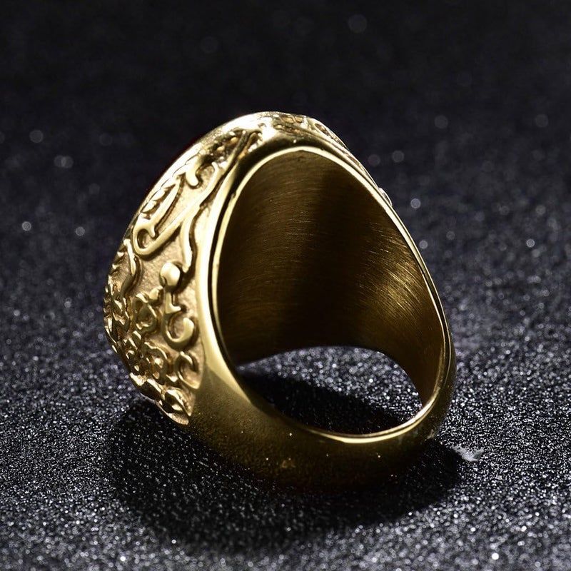 MASOP Big Crystal Cocktail Mens Rings Stainless Steel Jewelry Luxury Red Stone Fashion Party Ring - Image 2
