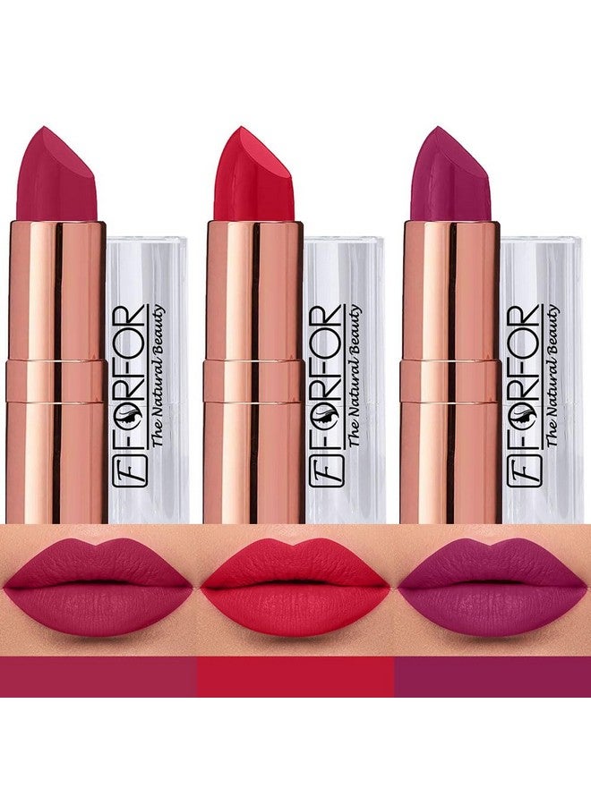 FORFOR Antique Velvet Creamy Matte Texture Smooth Finish Lipstick Gift set combo pack 3 for Women Enriched Shea Butter, Vitamin- E & Jojoba oil - Image 1