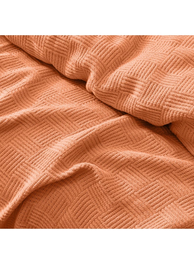 Relax Egyptian cotton Leno coverlet - orange- 255 x 225cm - Image 2