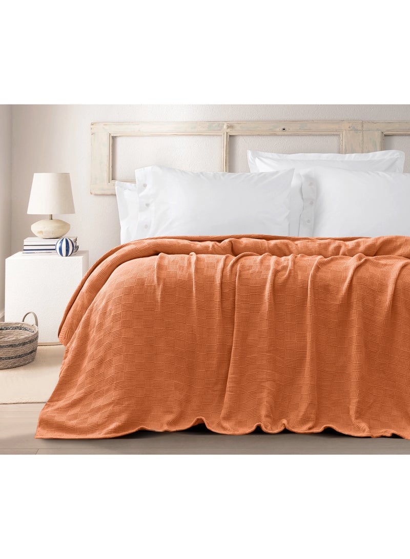 Relax Egyptian cotton Leno coverlet - orange- 255 x 225cm - Image 3