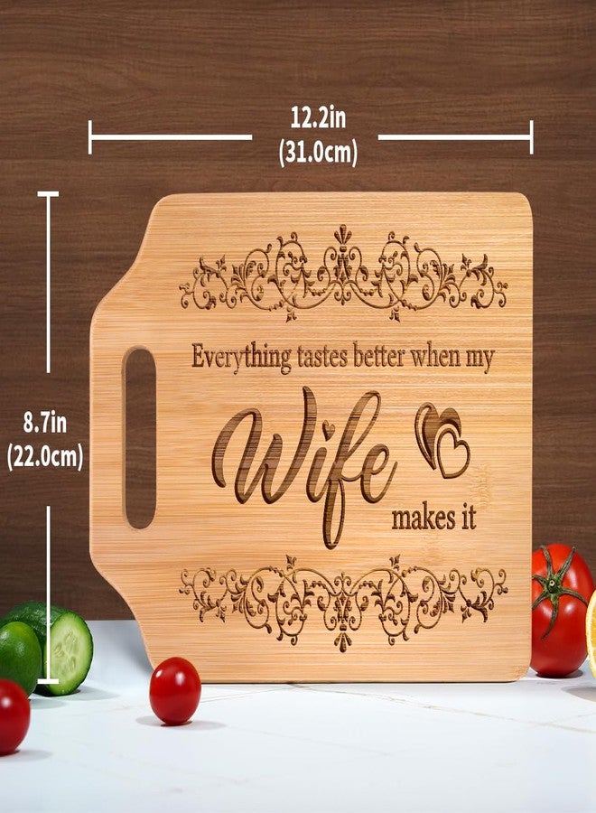 AceThrills Gifts for Wife Christmas Gift Ideas, Wife Gifts Birthday Gift Ideas for Wedding Anniversary, Christmas - Bamboo Cutting Board 12.3"L x 8.7"W x 0.4"Th (everything tastes better) - Image 2