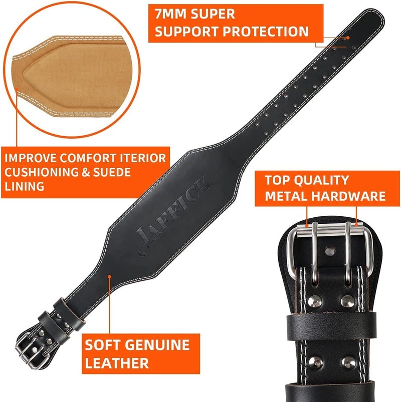 Jaffick Genuine Leather Weight Lifting Belt for Men Gym Weight Belt Lumbar Back Support Powerlifting Weightlifting Heavy Duty Workout Training Strength Training Equipment - Image 3