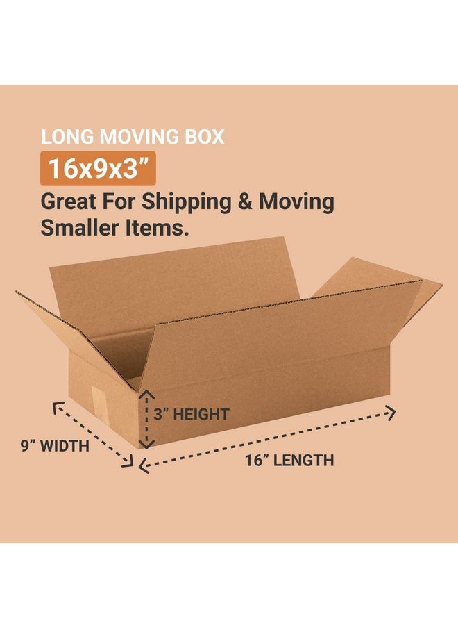 Aviditi - 16 X 9 X 3 Corrugated Cardboard Boxes Long 16L X 9W X 3H Pack Of 25 Shipping Packaging Moving Storage Box For Home Or Business Strong Wholesale Bulk Boxes - Image 1
