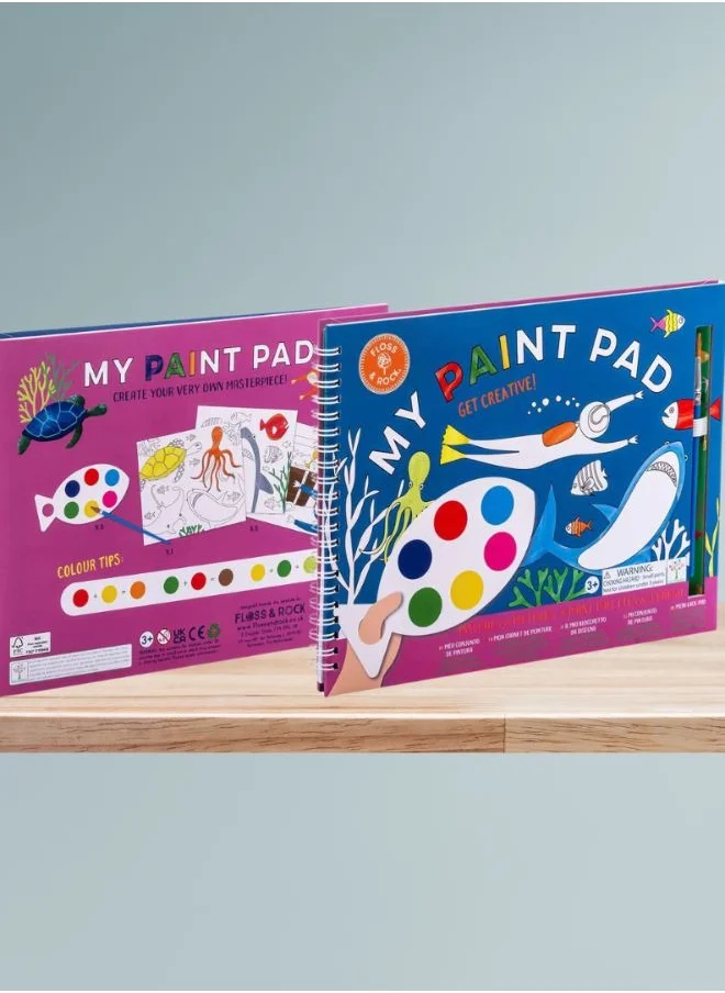 Floss & Rock Deep Sea My Painting Pad | Water Painting Activity Book for Kids | Mess-Free Reusable Pages with Brush | Creative Ocean-Themed Art Fun for Ages 3+