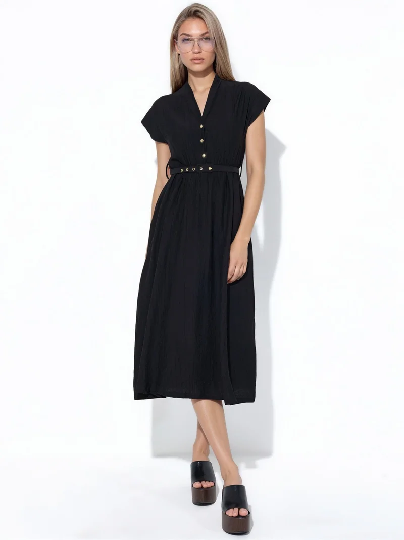 Busem BUSEM Textured Belted Maxi Dress