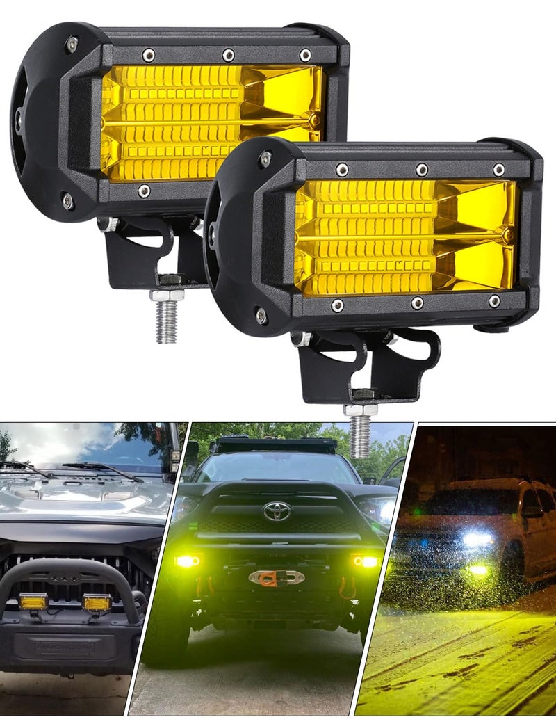 Chelhead Yellow Fog Lights, 5 Inch 72W Led Light Bar Off Road Amber Led Driving Lights Compatible with Trucks Motorcycle Off-road Jeep ATV UTV SUV Boat Marine 4X4 - Image 1