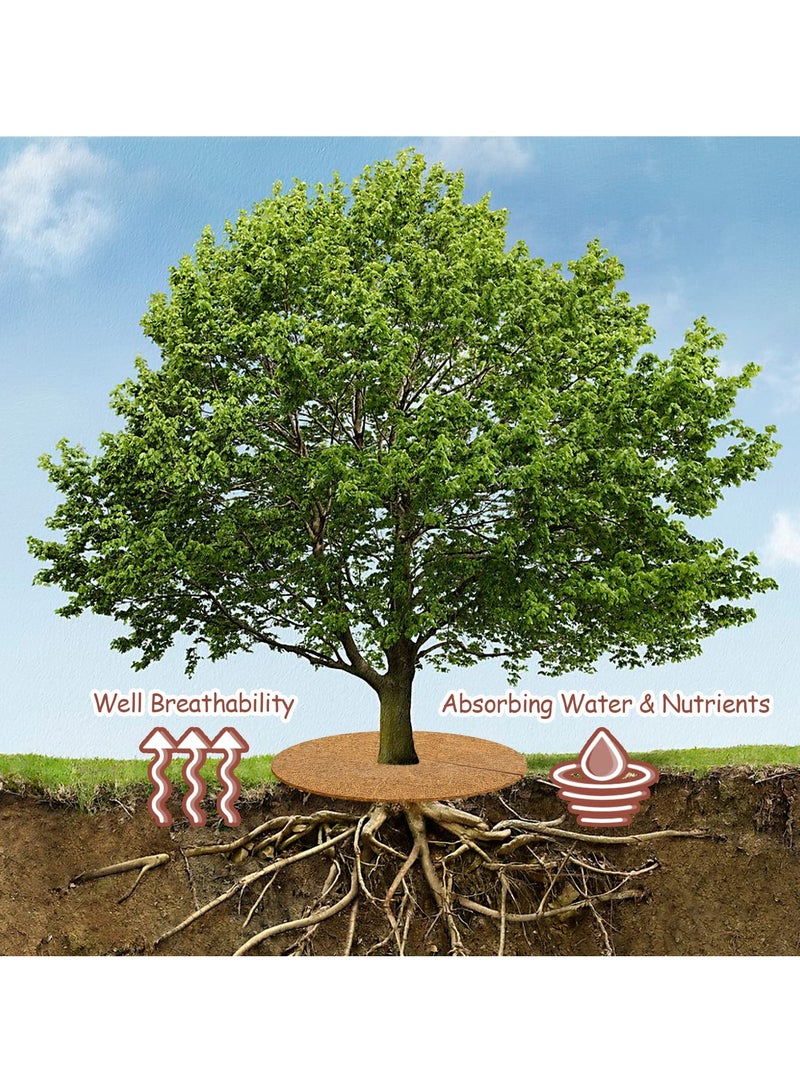 سيوسي حلقة حصيرة مولش ألياف جوز الهند 11.8 بوصة حصائر حماية أشجار كوكو الطبيعية لأشجار السرو، تنسيق الحدائق، غطاء نبات القرص، غطاء التربة للنباتات الداخلية والخارجية 4 قطع - Image 4