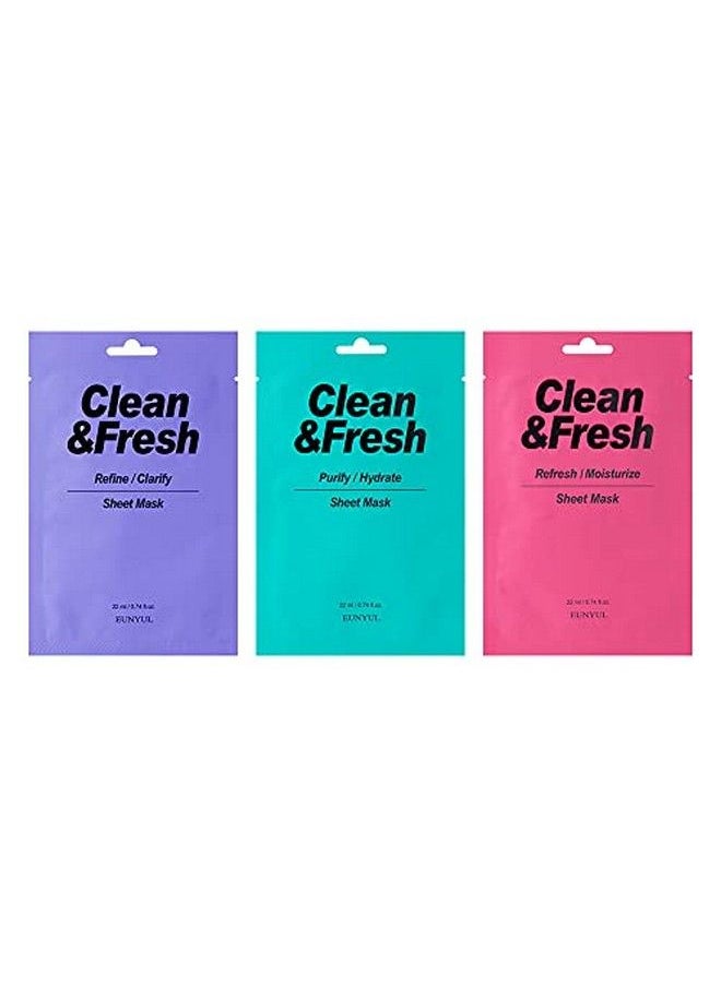 Eunyul [Pack Of 10 Clean & Fresh Sheet Mask 22 Ml / 0.74 Fl.Oz. 10 Types Korean Sheet Mask Bundle Pack For All Skin Type Face Mask Pack  - Image 3
