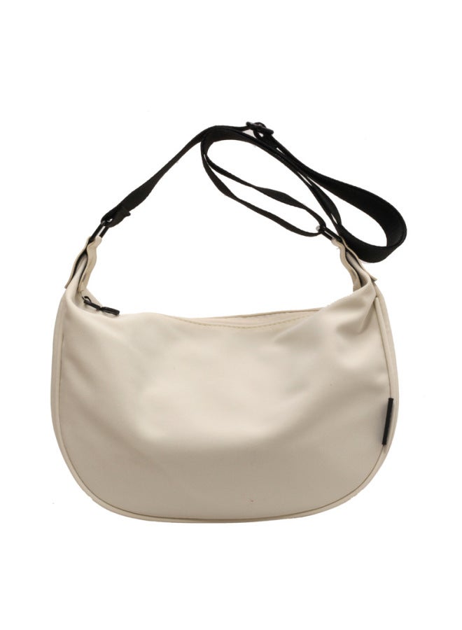 Lazy Style Crescent Bag Women's Niche Simple Messenger Bag Dumpling Bag Sports Casual Style Shoulder Bag Large Capacity Women's Bag-Color:White Large [shoulder With Letters]] - Image 1